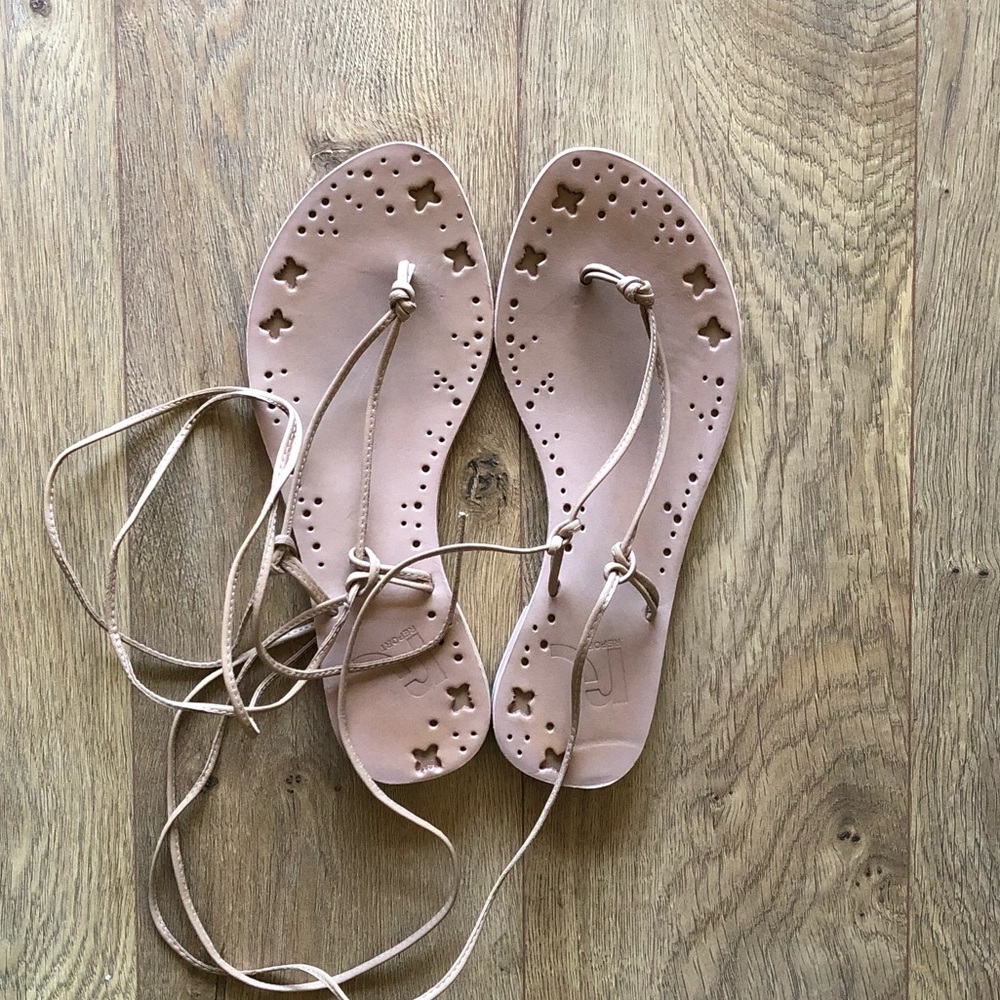 Report Leather Lace Up Tie Sandals